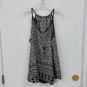 Black White Geometric Print Sleeveless Tank Top Size L